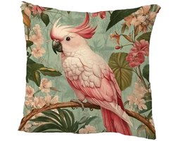 Kussenhoes 1 stuk - 45x45 cm - kaketoe lichtroze