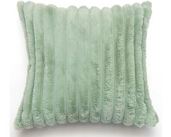 Kussenhoes 1 stuk - 45x45 cm - zachte rib - lichtgroen