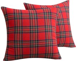 kussenhoes - 2 stuks - Kerst - Kerstversiering - Sierkussen Case Bed Sofa Home Decor - Plaid - rood - 45 *45 cm - Geen kern - Sierkussenhoes