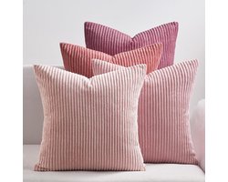 Kussenhoes 40x40 cm paars roze corduroy decoratief kussen bank fauteuil woonkamer slaapkamer dopamine binnenkussen 40x40