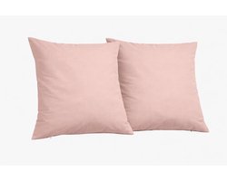 Kussenhoes 40x40 Roze Set van 2 – Sierkussen Hoezen met Rits – Effen Polyester Kussenhoezen