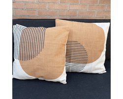 Kussenhoes 45x45 cm - Kussensloop 45x45 cm - Sierkussenhoes 45x45 cm - bruin beige zwart