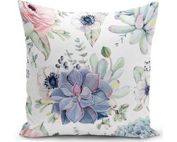 Kussenhoes 45x45 cm - Pastel Bloemen Kussenhoes - Kussenhoes Voor Sierkussens - Kussensloop - Kussensloop Gooien - Decoratieve Kussenhoesjes - Decoratief Gooi Kussen - Met Rits - Zonder Binnenkussen Kussenhoes