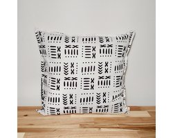 Kussenhoes | 45x45 | Decoratieve Kussensloop | Sierkussens | Afrikaanse Boheemse Stijl Geometrische 'Mudcloth' Bogolan Geïnspireerd Print Woondecoratie Sierkussen Katoen Etnische Kussenhoes