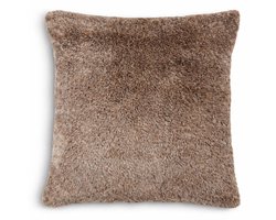 Kussenhoes 50x50 Bruin Imitatiebont – Sierkussenhoes Nepbont met Rits – Luxe Pluche Kussenhoes – Decoratieve Kussenhoes voor Bank, Stoel en Bed – Zacht Polyester