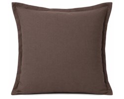 Kussenhoes 50x50 cm Bruin – Katoen Linnen Sierkussenhoes – Decoratieve Kussenhoes met Rits – Vierkante Kussenhoes voor Bank, Stoel en Bed – OEKO-TEX