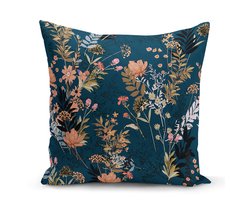 Kussenhoes 70x70cm - Bloemen op donkerblauw - Sierkussenhoes voor vloerkussen - Kussenhoesje