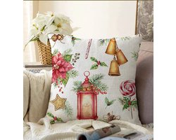 Kussenhoes 70x70cm - Kerstbel & Kerstklok - Kussensloop voor vloerkussen- Aan beide zijdig bedrukt