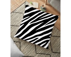 Kussenhoes 70x70cm - Wit - Zwart zebra patroon - Kussenhoesje - Vloerkussen - Kussensloop