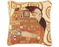 Kussenhoes Gobelinstof 45x45 cm – Gustav Klimt Tree of Life Erfüllung – Luxe Kunst Kussenhoes – Decoratief Sierkussen