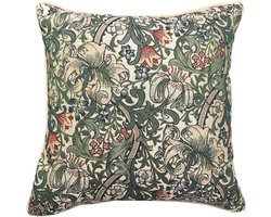 Kussenhoes - Gobelinstof - Golden Lily - Gouden Lelie - Bloemen - Groen - 45 cm - William Morris