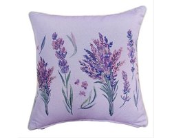 Kussenhoes - Gobelinstof - Lavendel - Lavender - Paarse achtergrond - 45 cm
