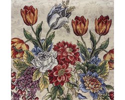 Kussenhoes - Gobelinstof - Poline - tulpen - Bloemen - paars - blauw - 45 x 45 cm