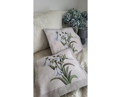 Kussenhoes Gobelinstof Sneeuwklokjes met rits 45*45cm