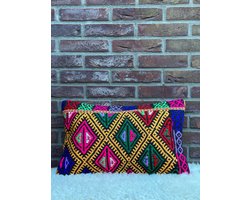 Kussenhoes kelim - Sierkussen kelim - Handgemaakt kelim kussen hoes - Etnicsh - %100 Wol - 30x50 cm