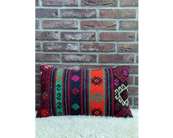 Kussenhoes kelim - Sierkussen kelim - Handgemaakt kelim kussen hoes - Etnicsh - %100 Wol - 30x50 cm
