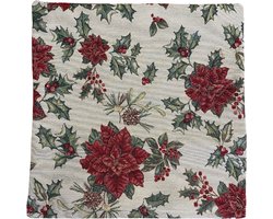 Kussenhoes - Kerst - Gobelinstof - Bea - Dennenappels - Kerstroos - Hulst - Met gouddraad - 45 x 45 cm