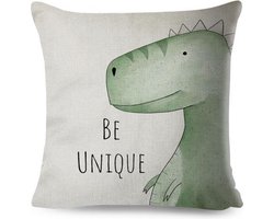 Kussenhoes kinderkamer Dino Be Ubique - dubbelzijdige print - schattig kussen babykamer - met rits - exclusief vulling