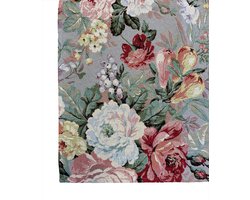 Kussenhoes - luxe gobelinstof - Berries Field - Roze en rode Rozen op een licht grijze achtergrond - 45 cm