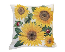 Kussenhoes - luxe gobelinstof - Zonnebloem - 45 x 45 cm