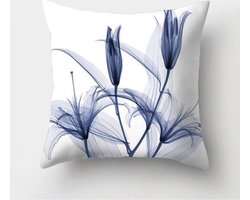 Kussenhoes met doorzichtige bloemen / lelie's (500230)