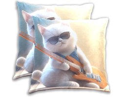 Kussenhoes met Rits - Decoratieve Kussenhoes - Woondecoratie - Zachte Flanellen Stof - 45x45 cm - Kleine Witte Hond