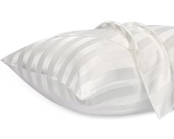 Kussenhoes met Rits, Polyester Satijnen Kussenhoes voor Haar, Gladde Bloemenprint met Wit Strepen, 40 x 80 cm