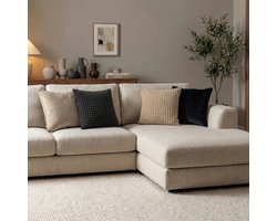 KUSSENHOES-SET 4-delig - Dual Harmony - 45x45 cm - exclusief binnenkussens - beige, zwart