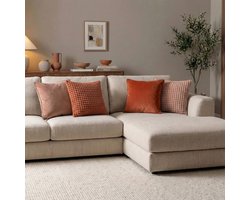 KUSSENHOES-SET 4-delig - Dual Harmony - 45x45 cm - exclusief binnenkussens - oranje, roze