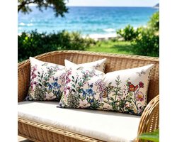 Kussenhoes Set - Decoratieve Kussenhoes - Tuin en Woonkamer - Waterafstotende Stof - 2 stuks 30x50 cm - Multicolor