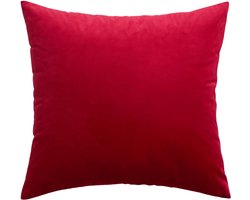 Kussenhoes Velvet XL Rood - 60x60 - met rits - fluweelachtig - grote sierkussenhoes - zacht - kussens - exclusief binnenkussen