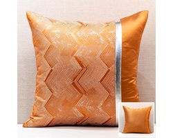 Kussenhoes Vierkant - Oranje Met Zilver - 45cm x 45cm - Polyester - Sierkussens - YVORR