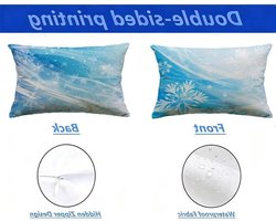 Kussenhoes voor buiten, 40 x 70 cm, 2 stuks, waterdicht, linnenlook, blauw, tuinkussenhoes, sneeuwvlok, decoratief, rechthoekig, lendenkussen voor woonkamer, bank, rotan M-P477