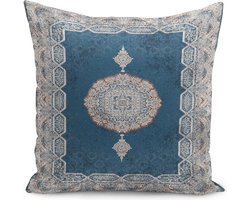 Kussenhoes Voor Sierkussens 45x45 cm | Kussenhoes Met Blauwe Authentiek Kelimmotief | Kussensloop | Kussensloop Gooien | Decoratieve Kussenhoesjes | Decoratief Gooi Kussen | Met rits | Zonder Binnenkussen Kussenhoes | Voor Sierkussen
