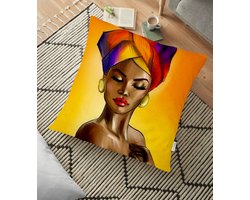 Kussenhoes voor vloerkussen 70x70cm -Afrikaanse vrouw - Kussenhoesje