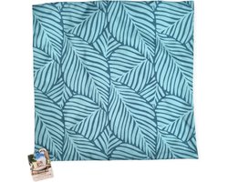 kussenhoes waterafstotend met turquoise blauwe print vierkant 45 x 45 cm voor buiten