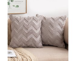 Kussenhoes wol imitatiebont kussensloop golvend pluizig decoratief elegant zacht met pluche woondecoratie kussens voor slaapbank woonkamer protector 45 x 45 cm 18 x 18 inch zand