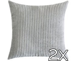 Kussenhoes Zachte Ribstof (2 stuks) - Licht Grijs/Silver Grey - 45x45 cm - Gestreept Corduroy Kussenhoes - Ribfluweel Kussen - Sierkussen Zonder Vulling - Bankkussen / Zetelkussen / Decoratiekussen - Vele diverse kleuren