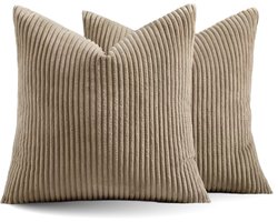 Kussenhoes Zachte Ribstof (2 stuks) - Zand Beige - 45x45 cm - Gestreept Corduroy Kussenhoes - Ribfluweel Kussen - Sierkussen Zonder Vulling - Bankkussen / Zetelkussen / Decoratiekussen - Vele diverse kleuren