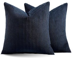 Kussenhoes Zachte Ribstof - Marineblauw - 45x45 cm - Gestreept Corduroy Kussenhoes - Ribfluweel Kussen - Sierkussen Zonder Vulling - Bankkussen / Zetelkussen / Decoratiekussen - Vele diverse kleuren