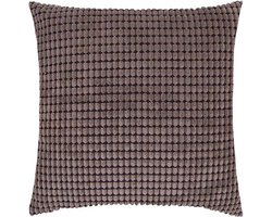 Kussenhoes Zachte Stof met Bolletjes - Bruin - Kussenhoes - 45x45 cm - Sierkussen - Polyester - Ribfluweel