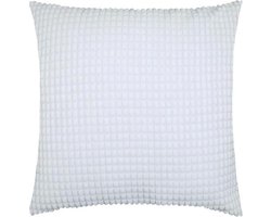 Kussenhoes Zachte Stof met Bolletjes - Wit - Kussenhoes - 45x45 cm - Sierkussen - Polyester - Ribfluweel