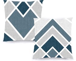 Kussenhoezen 45 x 45 cm - Decoratieve kussenhoezen (set van 2) voor bank, bed, stoel, woonkamer, auto, zeer zacht, modern en met onzichtbare rits (geometrisch Noords)