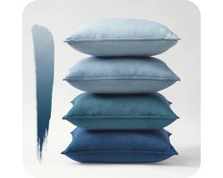 Kussenhoezen 60 x 60 cm, Set van 4, Fluwelen Kleurverloop, Decoratie voor Bank, Slaapkamer en Woonkamer, Zacht en Comfortabel