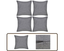 Kussenhoezen Linnen Look - 40x40 cm - Antraciet - 4 stuks Kussenhoezen - Linnen Look - Kussens - Decoratie - Woonaccessoires