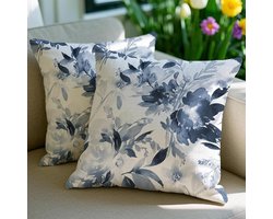 Kussenhoezen met Aquarel Bloemen, Set van 2, 40 x 40 cm, Waterdicht en Decoratief voor Buiten en Binnen