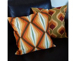 Kussenhoezen - Retro Groovy kussenhoes set van 2 - Formaat 45 x 45 cm - Exclusief binnenkussen