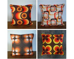 Kussenhoezen - Retro Groovy kussenhoes set van 4 - Formaat 45 x 45 cm - Exclusief binnenkussen