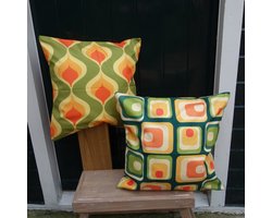 Kussenhoezen - Retro kussenhoes set van 2 - Formaat 45 x 45 cm - Exclusief binnenkussen
