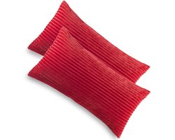 Kussenhoezen Set - Bankkussenhoezen Fleece - Comfortabele Ontspanning - Zacht Kasjmier Gevoel - 2X 40x80 cm - Rood